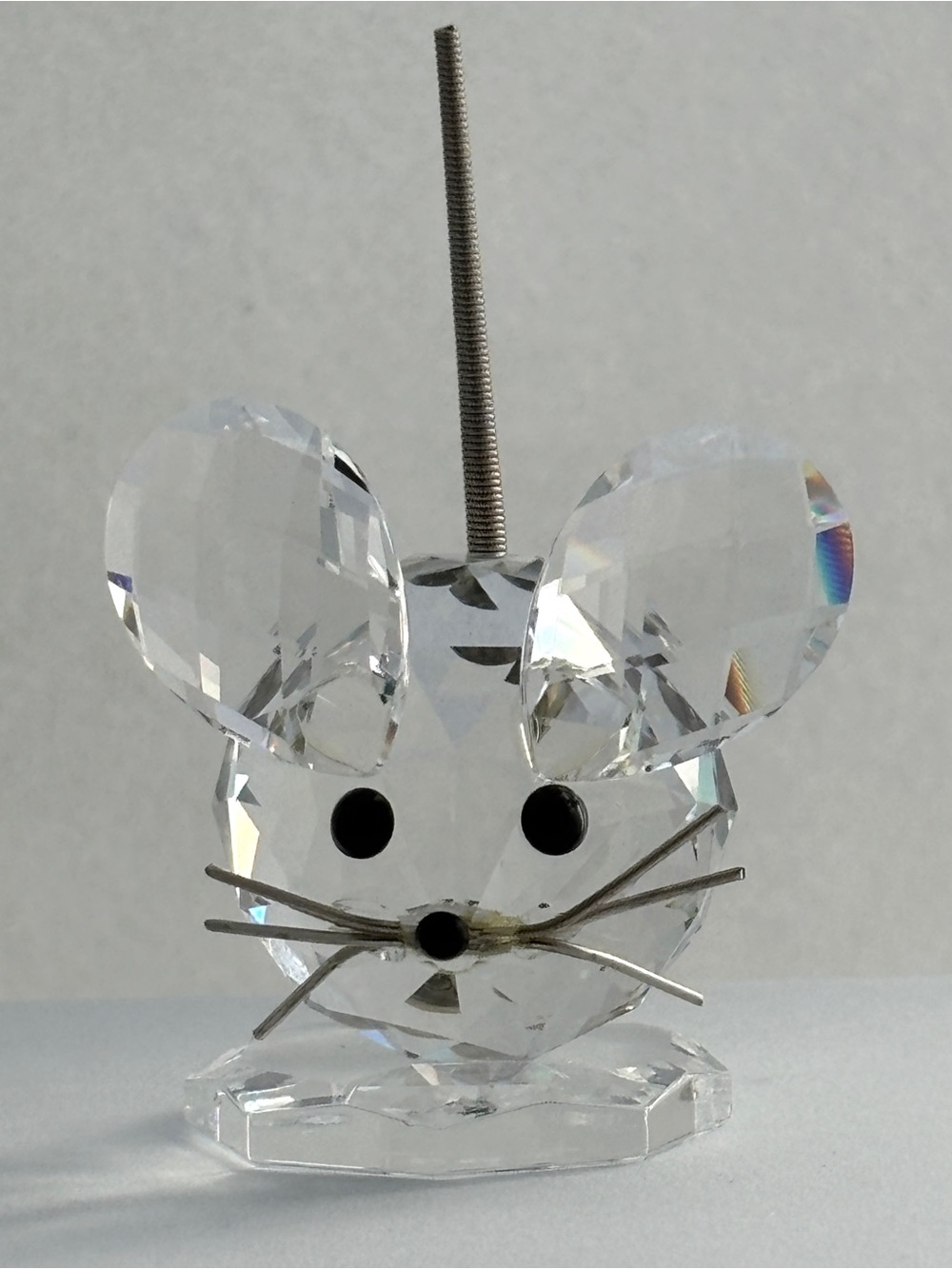 Vintage Swarovski Crystal Mouse On Octagon Base